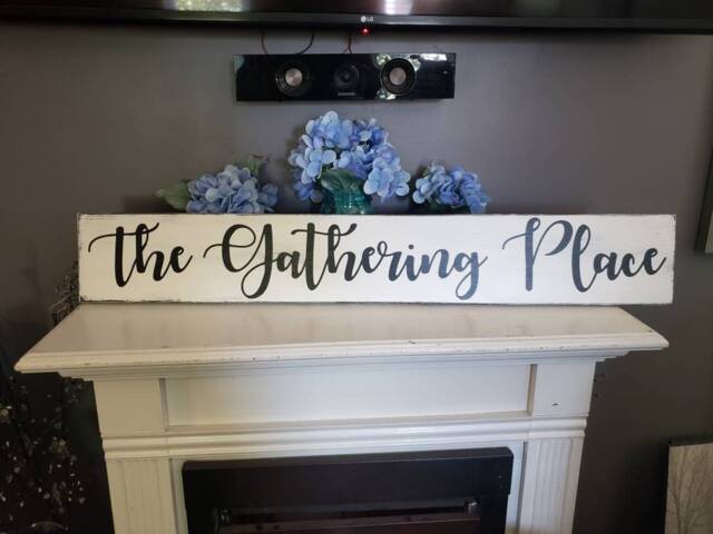 The Gathering Place Wood Sign Distressed Rustic Extra Large Wall Hanging Primitive Farmhouse Decor Gather Kitchen Decoration Family - image 1