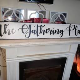 The Gathering Place Wood Sign Distressed Rustic Extra Large Wall Hanging Primitive Farmhouse Decor Gather Kitchen Decoration Family - thumbnail 2