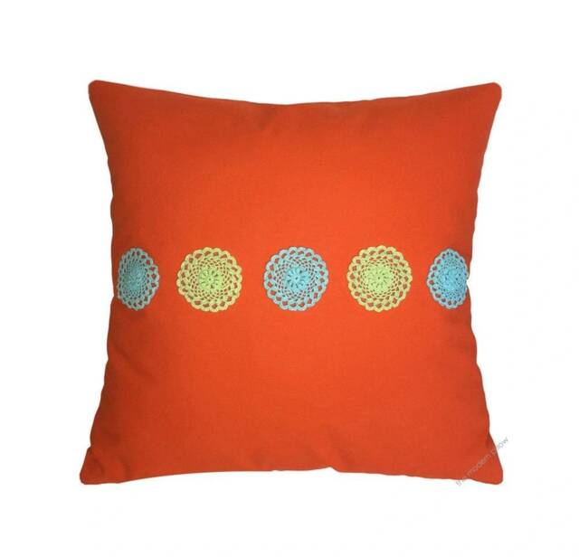 Orange Doily Decorative Throw Pillow Cover/Case Cushion Cotton 20x20 - image 1