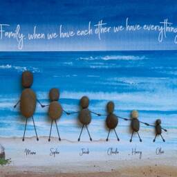 Pebble Picture Personalised Wall Art. Framed Beach Stone Unique Gift Christmas Home Family Christening Baby Birth Wedding Birthday Mum Dad - thumbnail 4