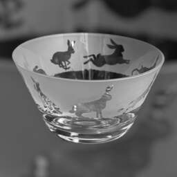 Hare Crystal Bowl - Clear Crystal Glass 13.5cm Bowl With Hares Frieze Design - thumbnail 4