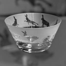 Hare Crystal Bowl - Clear Crystal Glass 13.5cm Bowl With Hares Frieze Design - thumbnail 3
