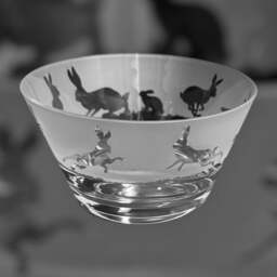 Hare Crystal Bowl - Clear Crystal Glass 13.5cm Bowl With Hares Frieze Design - thumbnail 2