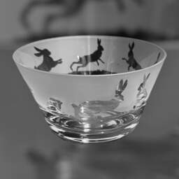 Hare Crystal Bowl - Clear Crystal Glass 13.5cm Bowl With Hares Frieze Design