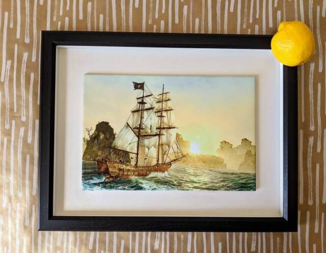 "Old Ship Ceramic Wall Art Tile, 8"" By 12" - image 1