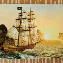 "Old Ship Ceramic Wall Art Tile, 8"" By 12" - thumbnail 2