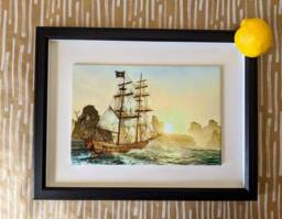 "Old Ship Ceramic Wall Art Tile, 8"" By 12"