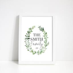 Personalised Family Name Print Green Watercolour Wreath Wall Art - Unframed - thumbnail 3