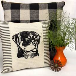 Rottweiler Pillow Cover Hand Block Print Dog Throw - thumbnail 2