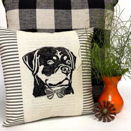 Rottweiler Pillow Cover Hand Block Print Dog Throw - thumbnail 3