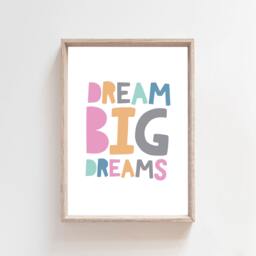 Girls Bedroom Prints, Nursery Dream Big Dreams, Motivational Wall Art, Pastel Colours, Posters - thumbnail 1