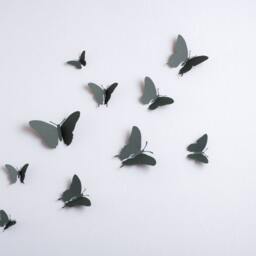 3D Wall Butterflies Butterfly Wall Decals, Paper Butterflies in Slate Grey, Modern Decor - thumbnail 2