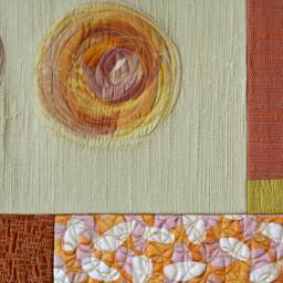 Large Quilted Silk Art Tapestry Japandi Wall Quilt in Creamy Earth Tones - thumbnail 4