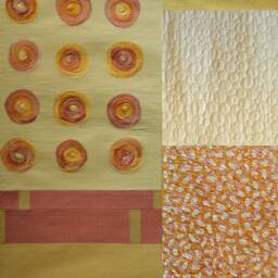 Large Quilted Silk Art Tapestry Japandi Wall Quilt in Creamy Earth Tones - thumbnail 2