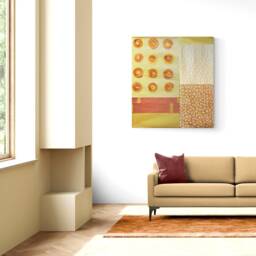 Large Quilted Silk Art Tapestry Japandi Wall Quilt in Creamy Earth Tones - thumbnail 3