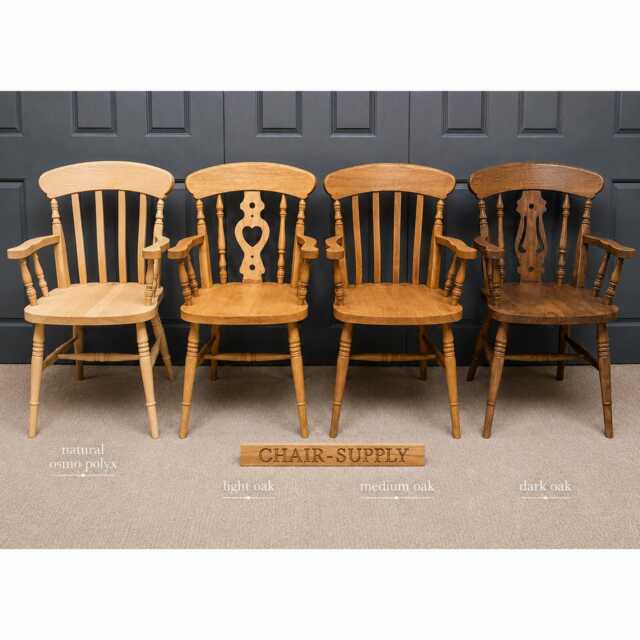 Solid Wood Farmhouse Carver Dining Chair With Stain Finish - Rustic Kitchen Seating For Modern Interiors - image 1