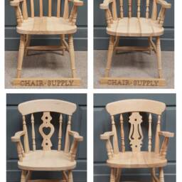 Solid Wood Farmhouse Carver Dining Chair With Stain Finish - Rustic Kitchen Seating For Modern Interiors - thumbnail 3