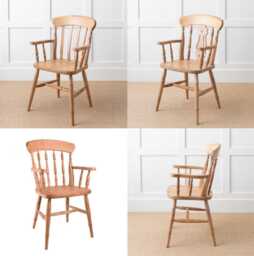 Solid Wood Farmhouse Carver Dining Chair With Stain Finish - Rustic Kitchen Seating For Modern Interiors - thumbnail 1