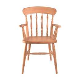Solid Wood Farmhouse Carver Dining Chair With Stain Finish - Rustic Kitchen Seating For Modern Interiors - thumbnail 4
