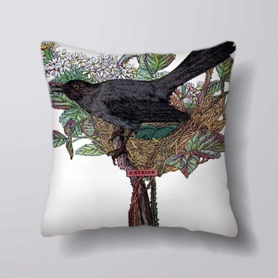 Black Bird On Nest - Customizeable Personlized -Cushion Cover Case Or Stuffed With Insert - image 1