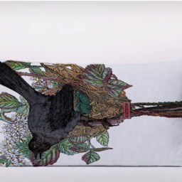 Black Bird On Nest - Customizeable Personlized -Cushion Cover Case Or Stuffed With Insert - thumbnail 2