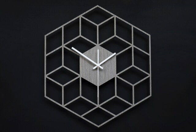 Minimalist Geometric Clock - Cube Shape Wooden Wall Clock, Silent Non Ticking Wood For Kitchen Living Room Bedroom Decor - image 1