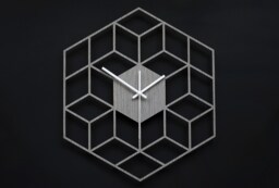 Minimalist Geometric Clock - Cube Shape Wooden Wall Clock, Silent Non Ticking Wood For Kitchen Living Room Bedroom Decor - thumbnail 1
