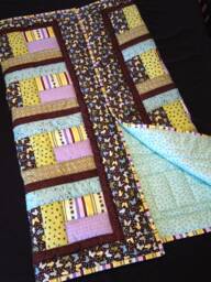 Baby Crib Quilt, Patchwork Blanket, Machine Quilted, Warm Soft, Baby Butterfly Bedding, Green-Brown-Purple Ready To Ship - thumbnail 1