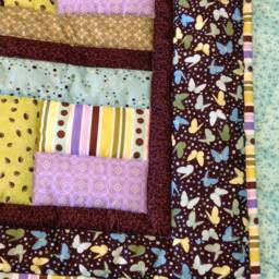 Baby Crib Quilt, Patchwork Blanket, Machine Quilted, Warm Soft, Baby Butterfly Bedding, Green-Brown-Purple Ready To Ship - thumbnail 3