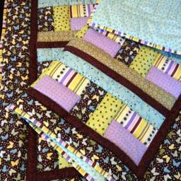 Baby Crib Quilt, Patchwork Blanket, Machine Quilted, Warm Soft, Baby Butterfly Bedding, Green-Brown-Purple Ready To Ship - thumbnail 2