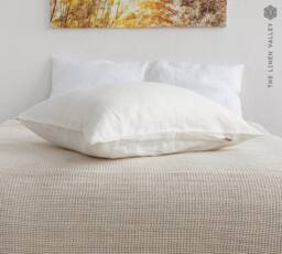 Antique White Linen Pillow Sham With Zipper - Off Pillow - Decorative Heavier Weight - thumbnail 1
