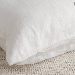 Antique White Linen Pillow Sham With Zipper - Off Pillow - Decorative Heavier Weight - thumbnail 3