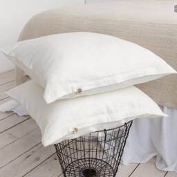 Antique White Linen Pillow Sham With Zipper - Off Pillow - Decorative Heavier Weight - thumbnail 2