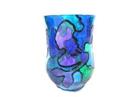 1 Purple Mermaid Stained Glass Candle Holder Night Light Hand Made Blue Nightlight Lantern