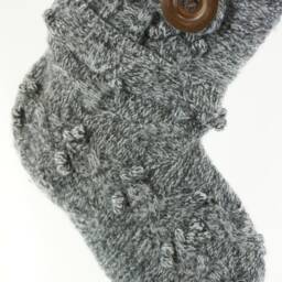 3D Christmas Stocking Felted Wool Black White Large Faux Wooden Buttons Ooak Chadwicks Sweater Recycled Repurposed Upcycled 946 - thumbnail 2