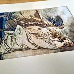 Mounted Art Print Illustration, Arthur Rackham Br??nnhilde & Siegfried Scene, Wagner Ring Cycle Opera Artwork, Archival Matted Reproduction - thumbnail 3