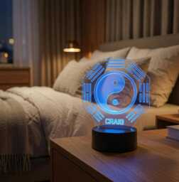 Personalised Yin Yang Led Night Light Custom Name Gift