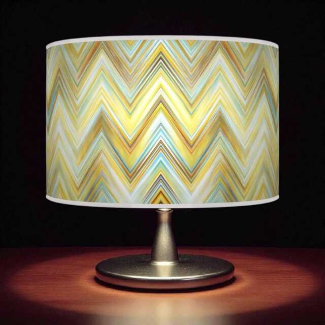 Modern Chevron Drum Lampshade - Mustard Yellow & Blue Handmade Pendant Light For Stylish Home Interiors - image 1