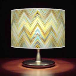 Modern Chevron Drum Lampshade - Mustard Yellow & Blue Handmade Pendant Light For Stylish Home Interiors - thumbnail 1