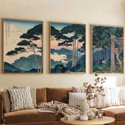 Japanese Forest Tree Posters Set Of 3 - Vintage Landscape Wall Art - thumbnail 3