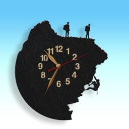 Climbing Wall Clock 12 Or 18 Inches, Wooden Non-Ticking Large, Rock Climber Gift
