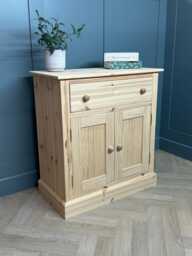 Shaker Sideboard 1 Drawer 2 Door 800mm Solid Wood Storage Unit, Ready To Paint