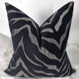 Zebra Animal Print Pillow Cover Porter & Stone Limpopo Black Charcoal Silver Tiger Cushion - thumbnail 2