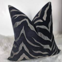Zebra Animal Print Pillow Cover Porter & Stone Limpopo Black Charcoal Silver Tiger Cushion - thumbnail 3