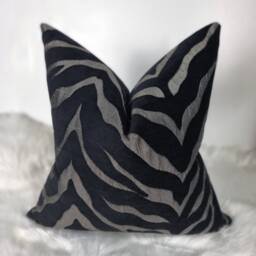 Zebra Animal Print Pillow Cover Porter & Stone Limpopo Black Charcoal Silver Tiger Cushion