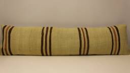 Vintage Kilim Pillow Cover, Wool Lumbar Cushion, Boho Throw - 12x48