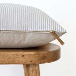 Neutral Striped Throw Pillow Cover - Farmhouse Decorative Cushion Beige & Cream Pinstripe Modern Minimalist Home Decor Elodie - thumbnail 2