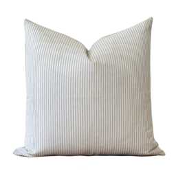 Neutral Striped Throw Pillow Cover - Farmhouse Decorative Cushion Beige & Cream Pinstripe Modern Minimalist Home Decor Elodie