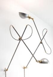 "Vintage Style Adjustable Wall Mount Extension Boom Light Lamp - Industrial Articulating Parabolic Brass & Steel Scissor Sconce ""Worcester" - thumbnail 2