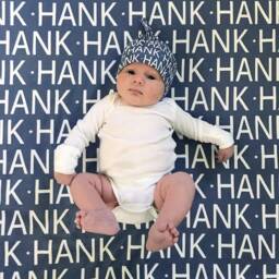 Personalized Baby Swaddle Blanket & Hat Organic Knit Newborn Gift